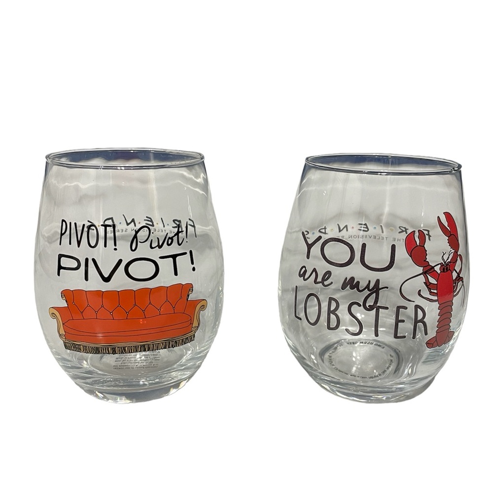 Two Friends themed wine glasses